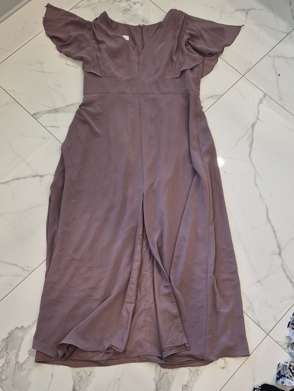 Social Bridesmaids Dusty Mauve Flutter Sleeve Maxi Dress